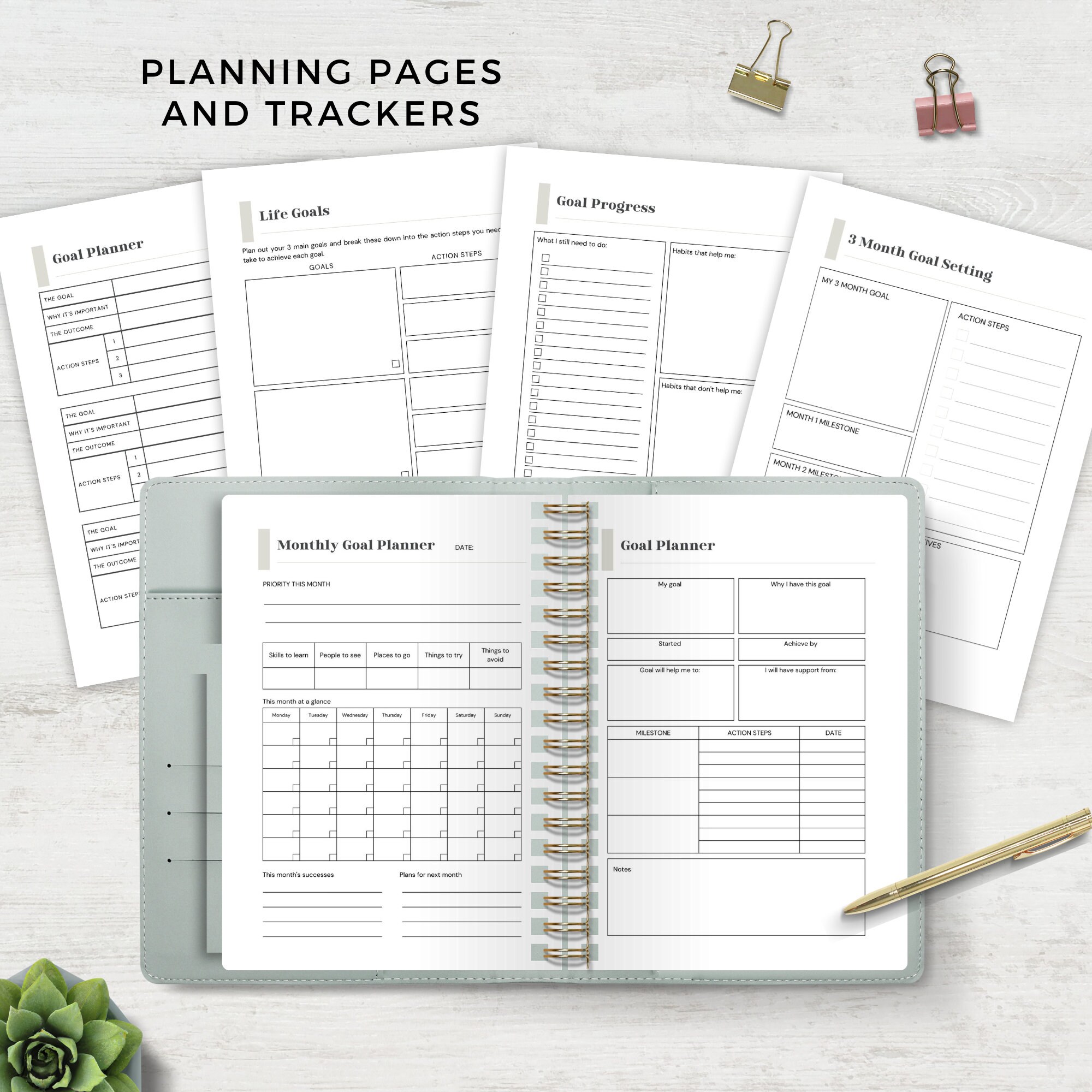 SMART Goal Planner Task Manager, Goals Setting Action Planning, Wheel ...