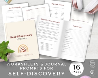 Journal Prompts for Teens for Self-Discovery, Daily Journaling Pages for Teenagers, Self-Esteem Workbook, Mental Health, Self Care, Boho