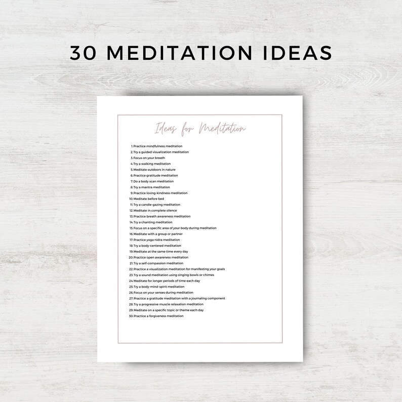 30 Day Meditation Challenge, Printable PDF, Ideas, Journal Template ...