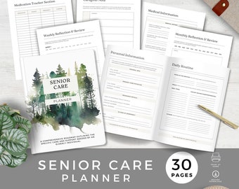 Senior Care Checklist & Planner, Elderly Support Template, Caregiver Binder, Home Healthcare Journal, Medical Records, Weekly Reviews