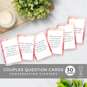 Cartões de conversa noturna para casais, iniciadores de perguntas, jogo de atividades para conhecer você, questionário de relacionamento, PDF para impressão HT1