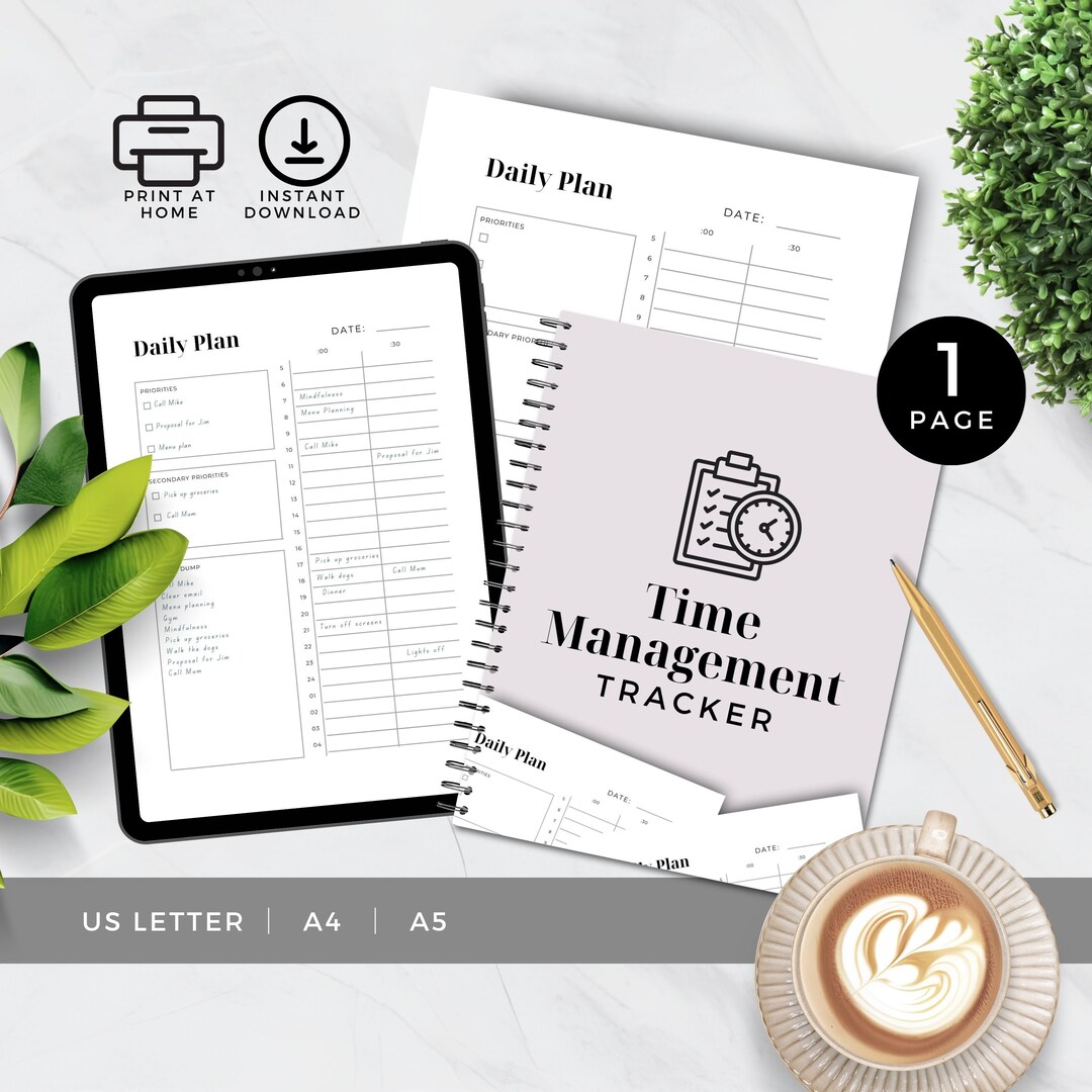Time Management Tracker Template Printable PDF 24 Hour Daily Planner Time Management Tracker Template Printable PDF 24 Hour Daily Planner