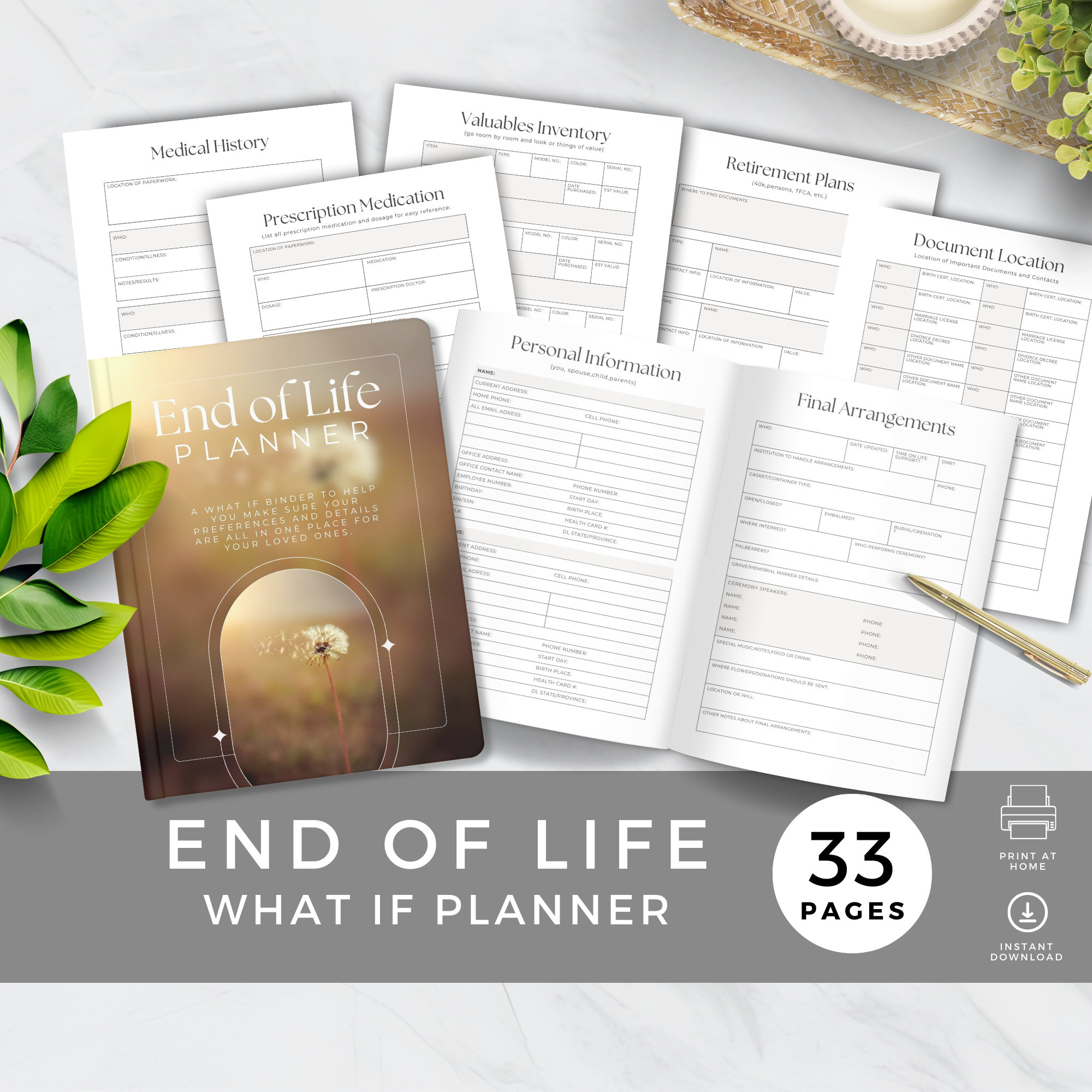 End of Life Planner, Printable What If Organizer, Just in Case Binder ...