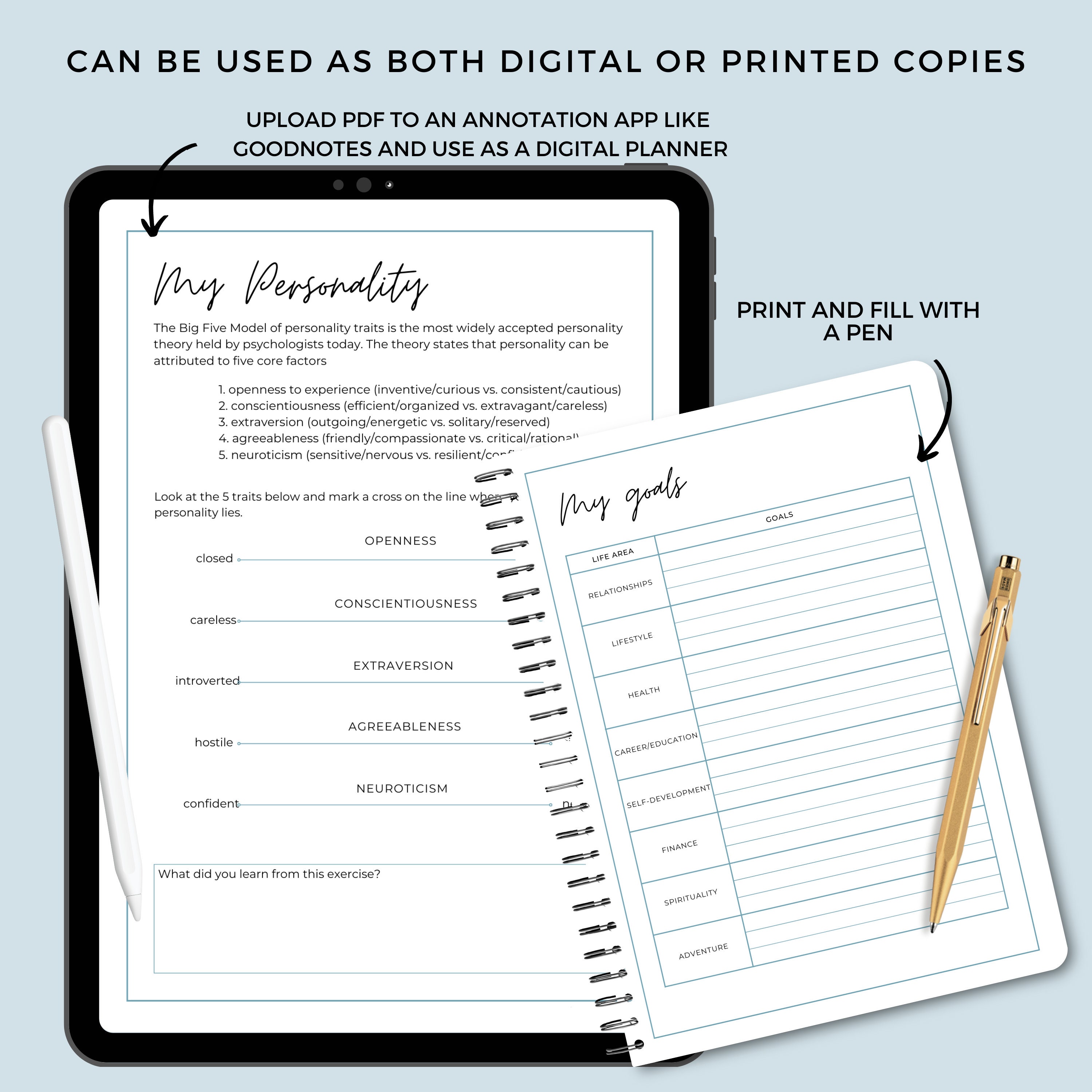 Goal Setting Vision Board Printable, Personal Development Planner ...
