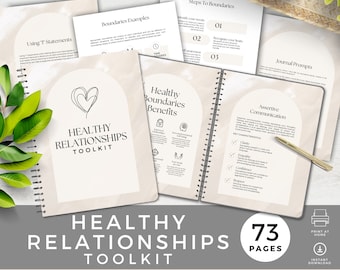 Healthy Relationships Worksheets, Communication and Boundaries Workbook, Couples Therapy, Marriage Self Help Tools, Printable PDF Journal