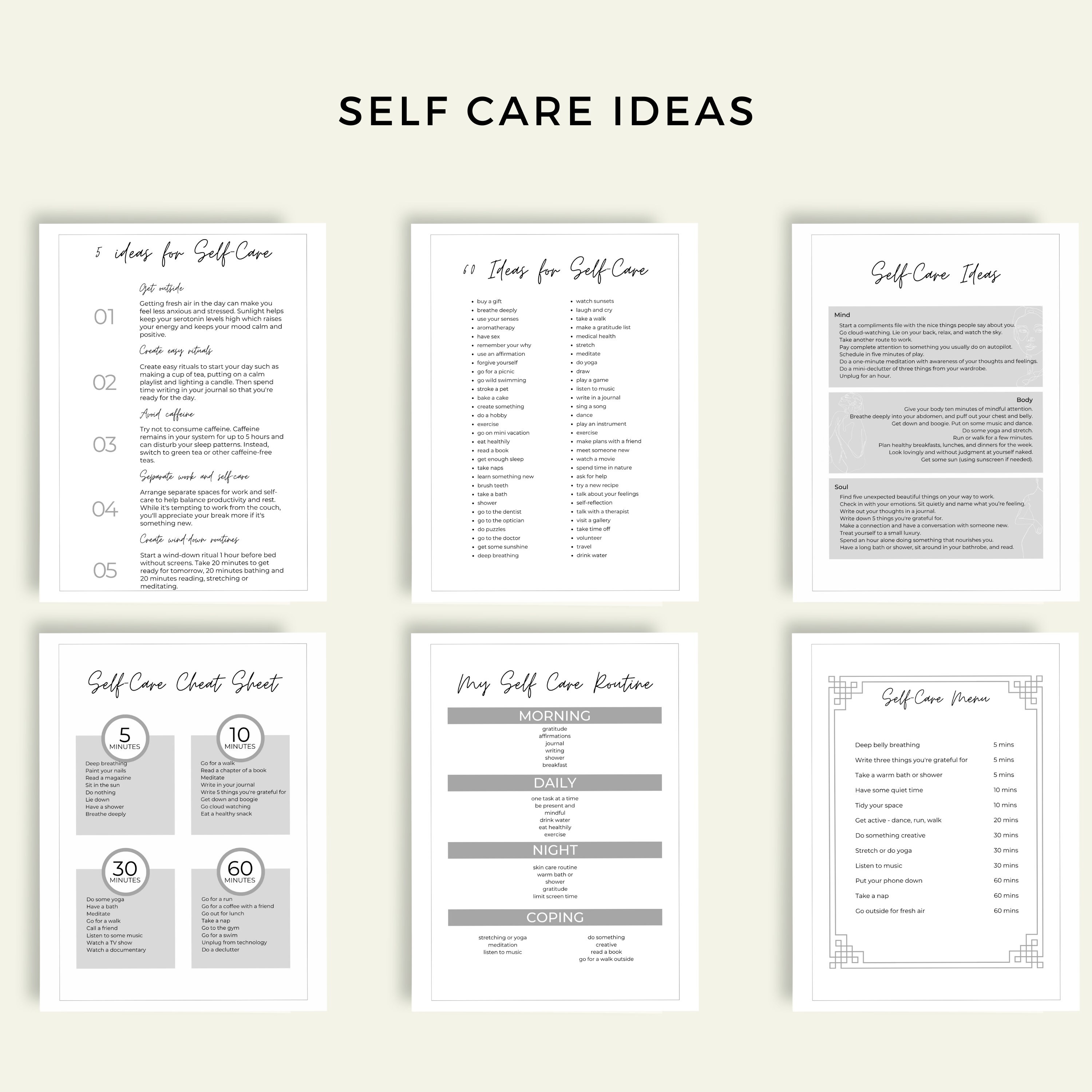 Self Inventory.pdf Self Care Worksheet PDF, Self-care Planner With Ideas, Routines ...