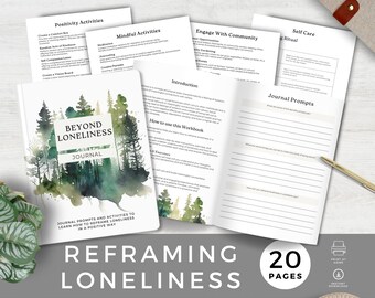 Journal Prompts for Men, Building Social Connections & Self-Esteem, Reframing Loneliness, Self Care Mindfulness Planner, Activity Worksheets