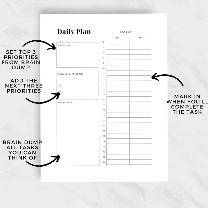 Time Management Tracker Template Printable PDF 24 Hour Daily Planner Time Management Tracker Template Printable PDF 24 Hour Daily Planner