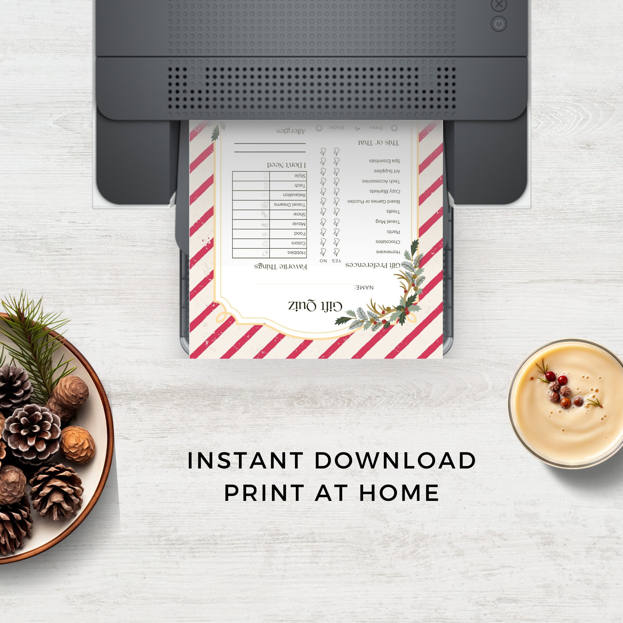 Christmas Wish List for Family, Holiday Wishlist Checklist, Secret ...