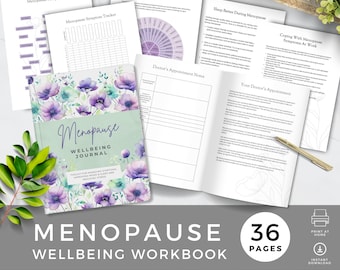 Menopause Journal for Wellbeing, Women's Health Trackers and Workbook, Perimenopause Symptom Log, Mood & Self Care Worksheet, ABF