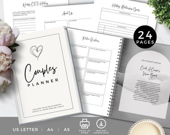 Couples Planner, Relationship Goals Journal, Date Night Activity, Marriage Self Help Therapy, Vision Worksheets, Printable PDF, Digital