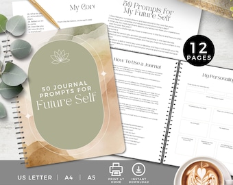 Zukünftige Self Journaling Vorlage, Tägliches Achtsames Journal Prompts, Start zum Journal Guide, Selbsthilfetherapie, Selbstentdeckung, druckbare PDF