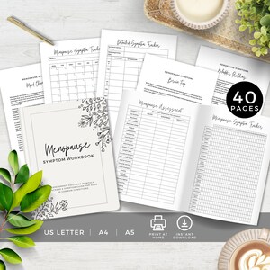 Menopauze Symptoom Tracker en werkboek met beoordeling, perimenopauze-omstandigheden en gezondheidsgrafiek voor vrouwen, zelfzorgdagboek, minimaal