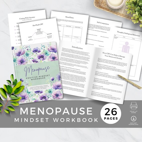 Menopause Positive Mindset Workbook, Cognitive Behavioral Therapy (CBT) Tools and Worksheets for Wellbeing, Self Care & Anxiety Journal, ABF