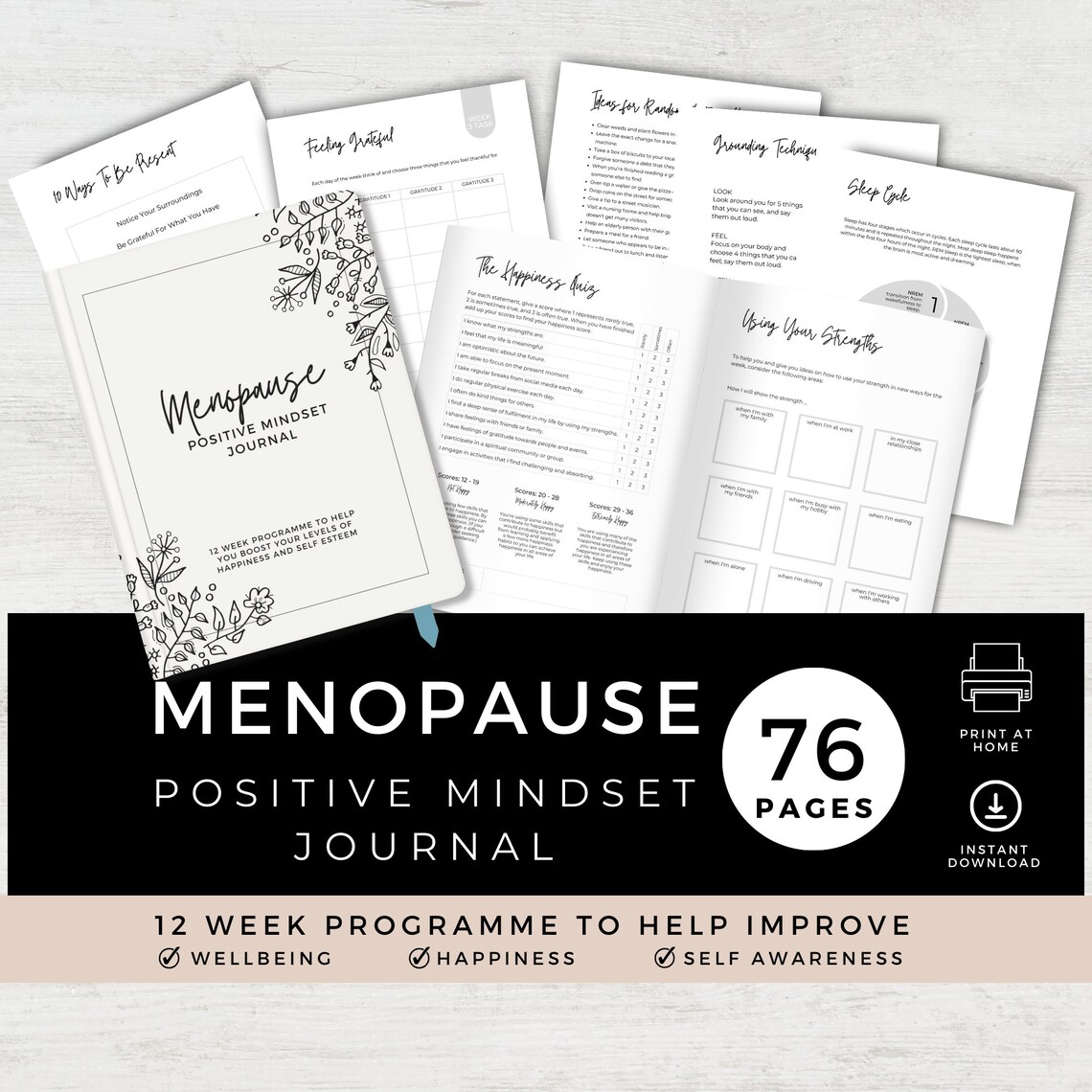 Printable Positive Mindset Journal, Menopause Workbook, Self Care ...