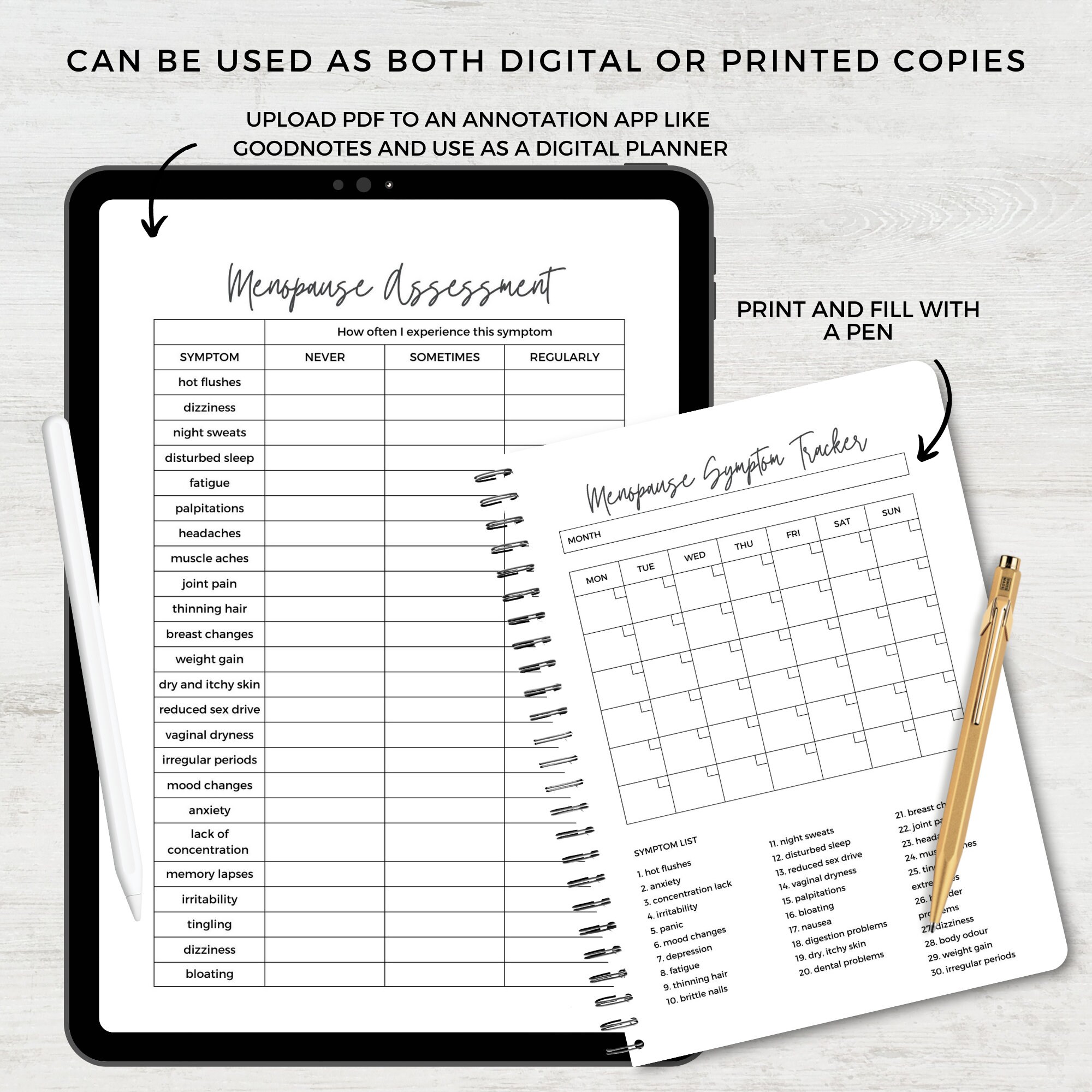 Menopause Symptom Tracker and Workbook With Assessment, Perimenopause ...