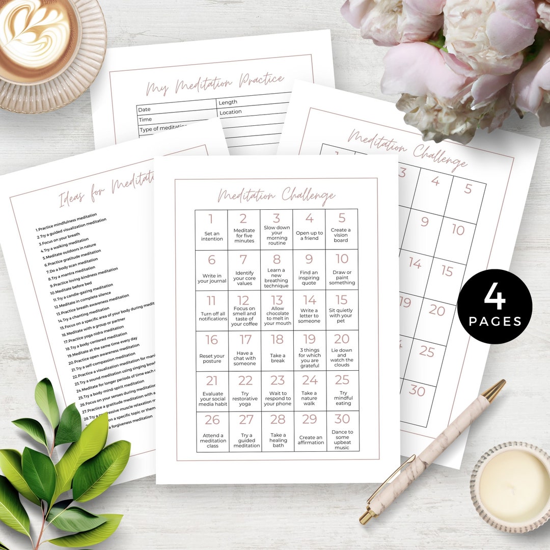 30 Day Meditation Challenge, Printable PDF, Ideas, Journal Template ...