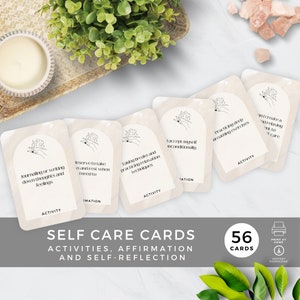 Tarjetas de actividad y afirmación de cuidado personal, desafío de 30 días, ideas y regalos de cuidado personal, atención plena diaria y bienestar positivo, amor propio