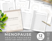 Health Trackers for Menopause, Symptoms and Sleep Log, Mood and Gratitude Journal, Weight Loss Goals, Perimenopause, Digital, Neutral Floral
