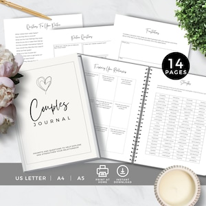 Couples Journal with Prompts and Questions, Relationship Therapy Journaling, Date Night Activity, Marriage Self Help Tools, Printable PDF