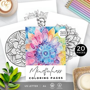 Mindfulness Meditation Coloring Book, Printable PDF, Blank Mandala Template, Mindful Activity for Relaxation, Mental Health & Anxiety