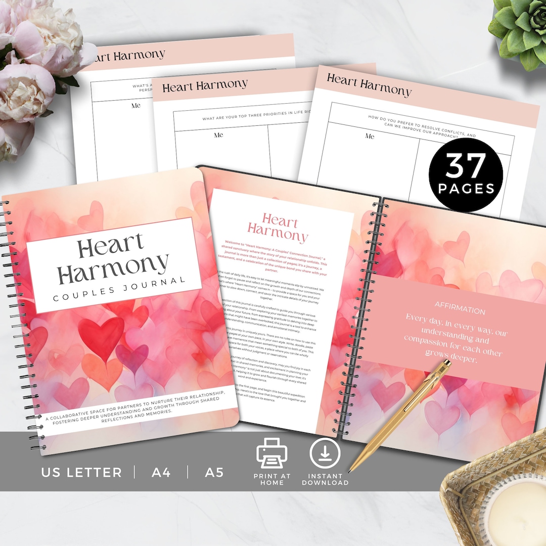 Couples Journal With Prompts and Questions, Relationship Therapy ...