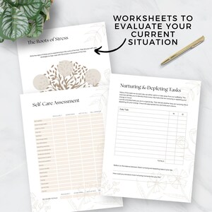 Menopause Self Care Workbook, Printable PDF, Self-Care Ideas, Routines and Checklists, Perimenopause Journal, Wellbeing Worksheets, Digital image 3
