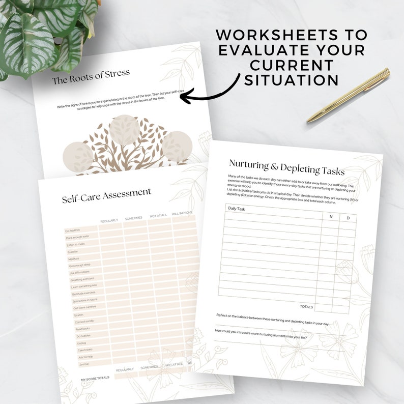 Menopause Self Care Workbook, Printable PDF, Self-Care Ideas, Routines and Checklists, Perimenopause Journal, Wellbeing Worksheets, Digital image 3