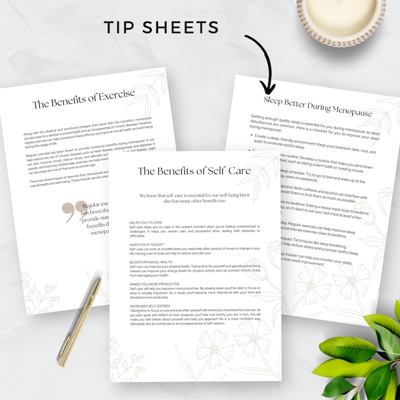 Menopause Self Care Workbook, Printable PDF, Self-Care Ideas, Routines and Checklists, Perimenopause Journal, Wellbeing Worksheets, Digital image 2
