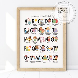 Coping Skills Alphabet Printable Poster for Kids, Grounding Skills ...