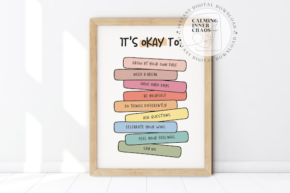 It's Okay To Feel Poster, Boho Classroom Decor, Feelings Chart Poster, My Feelings Wooden Hanging Poster, Classroom Posters, Emotions Classroom Decor
