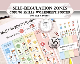Zones Regulation Coping Skills Worksheet Emotional Regulation Poster Printable Calm Down Corner Tool for Kids Emotional Learning Strategies