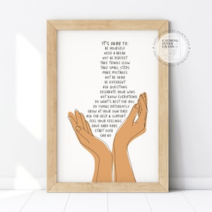 Het is oke om poster, gevoelens poster, het is ok om fouten te maken, therapie kantoor decor, school counselor Wall Art teken, geestelijke gezondheid Resource