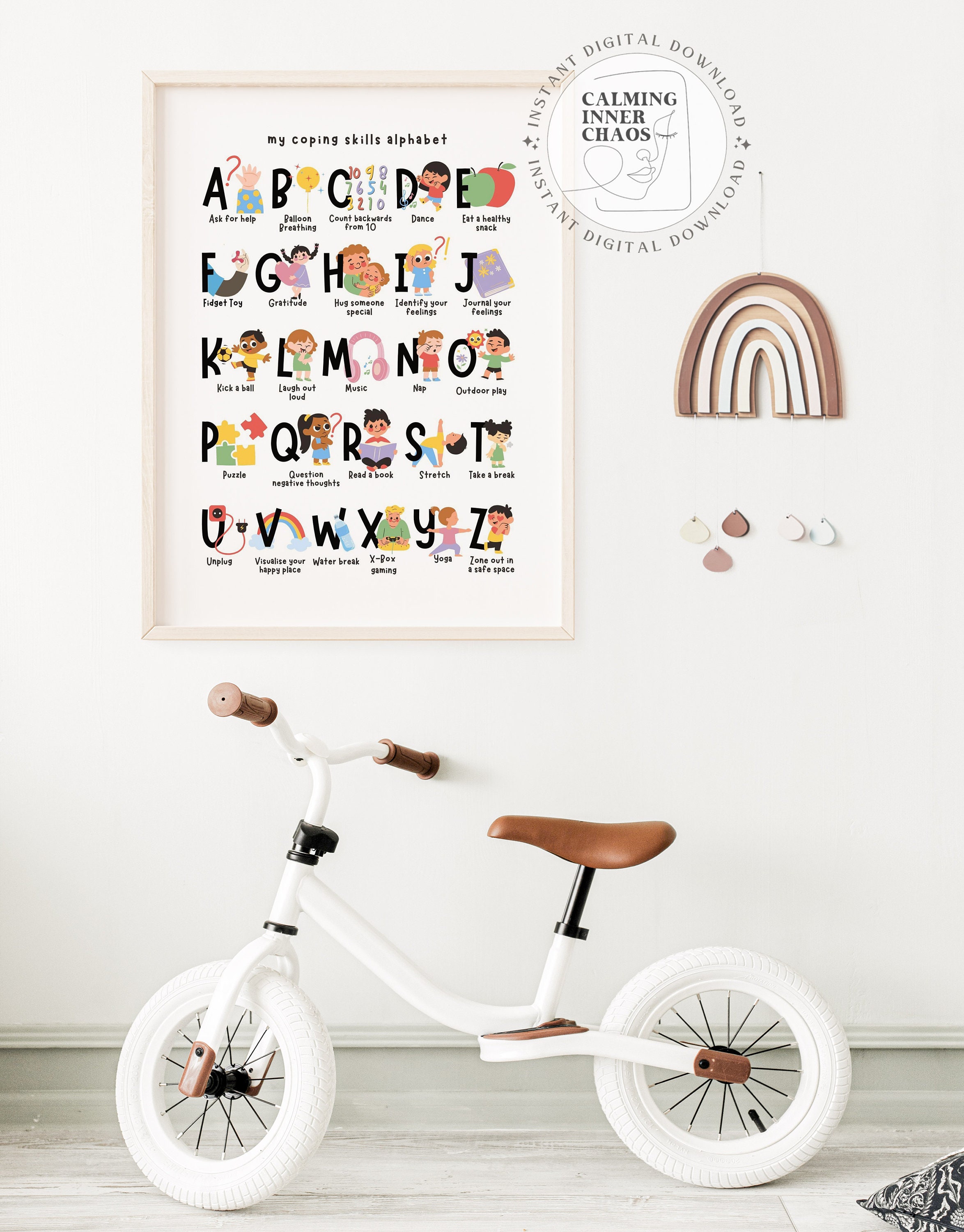 Coping Skills Alphabet Printable Poster for Kids, Grounding Skills ...