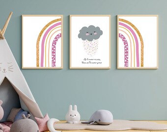 Positive Rain cloud - Boys and Girls Room Wall Art - Printed A4 Art for Child or Nursery Wall