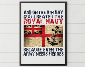 Royal Navy Print, Royal Navy Gift, Navy Poster,  Royal Navy vs Army, Royal Navy Hero Poster, RN Rugby Poster A5,A4,A3