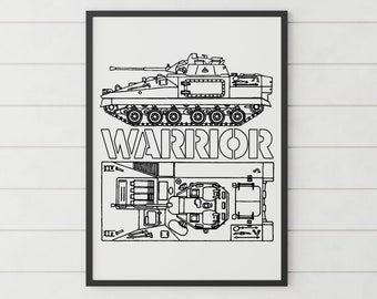 Tank Print, Warrior Tank, Tank Prints, Military Wall Art, One Roof Gallery