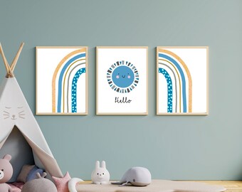 Rainbow Boys and Girls Room Wall Art - Printed A4 Art for Child or Nursery Wall