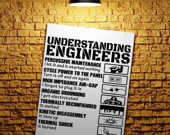 Understanding Engineers A4 Print, Funny Wall Art