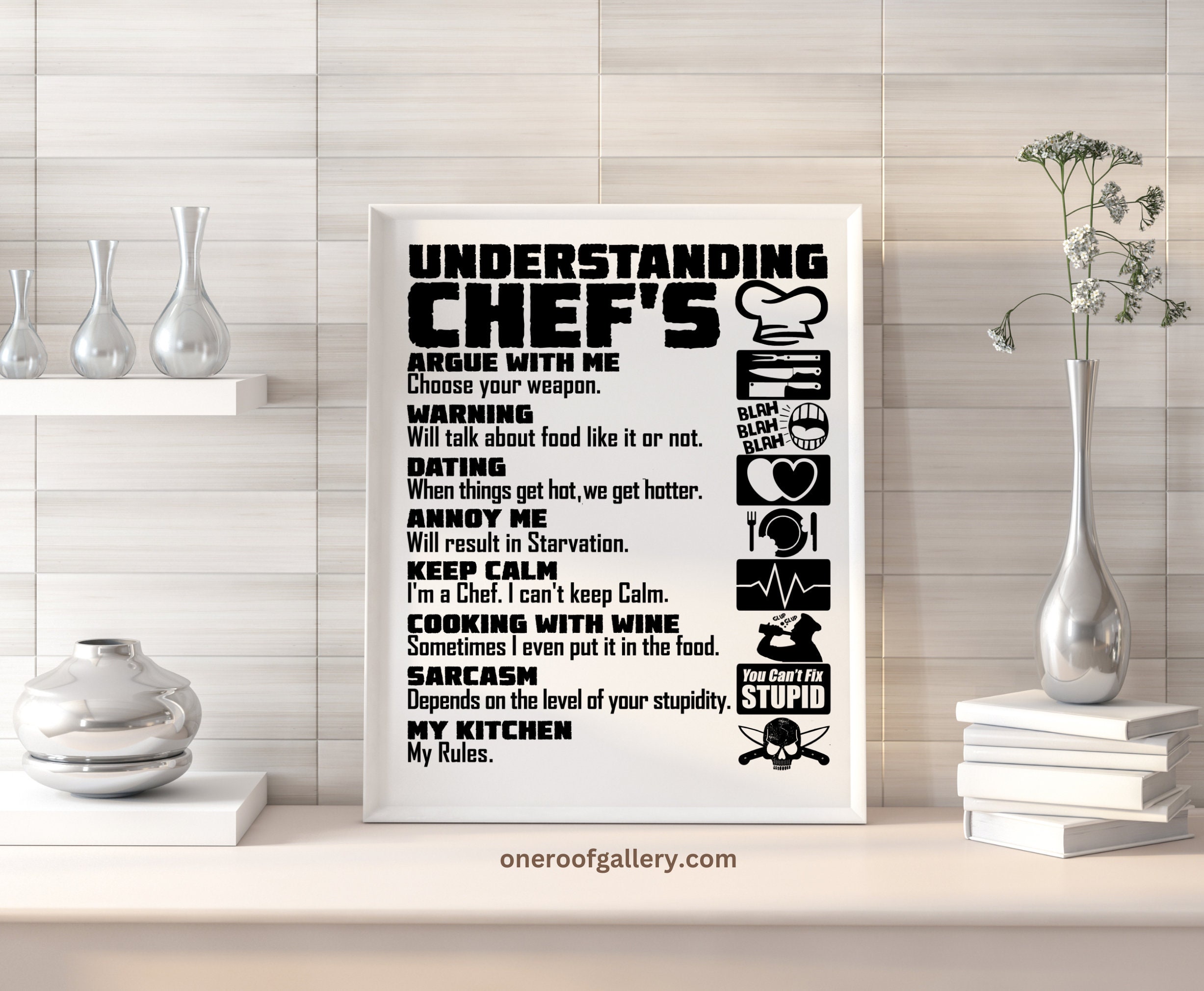 Funny Chef Rules Wall Art Print, Kitchen Humor Gift - Etsy