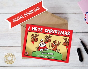 I Hate Christmas Digital card - DIGITAL Christmas Cards - Printable Xmas Cards Download 7x5 inch greeting card
