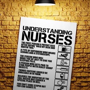 Nurse Wall Art - Understanding Nurses - Nursing Print - Nurse Funny Gift