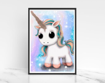 Arte de pared de unicornio, impresiones de unicornio, arte de pared de niñas pequeñas, sala de juegos para niñas