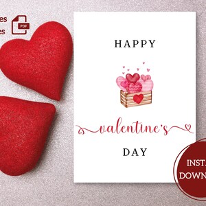 Tarjeta imprimible Feliz Día de San Valentín / Acuarela / 4.25x5.5, 5x7 / A2, A7 / Plegado, Plano / Simple / Descarga Instantánea / Archivo Digital / PDF
