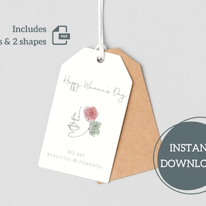 Druckbarer Geschenkanhänger zum Frauentag | Minimalistisch | 1,5x2,5, 2x3,5 | Rechteckig, Reisegepäck | Sofort Download | Digitale Datei | PDF