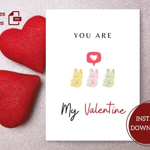 Du bist mein Valentine druckbare Karte | Süß | 4,25x5,5, 5x7 | A2, A7 | Gefaltet, flach | Schlicht | Sofort Download | Digitale Datei | PDF