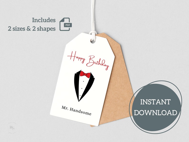 Happy Birthday for Him Printable Gift Tag | 1.5x2.5, 2x3.5 ...