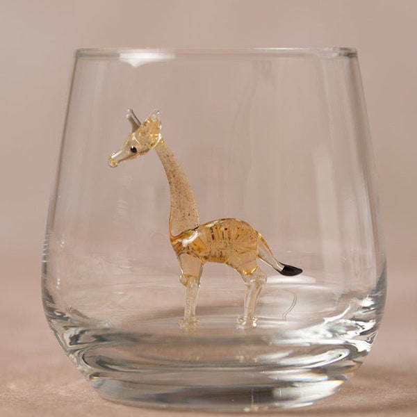 Trinkglas mit Tierfigur | Giraffe | 3D | Murano Glas | Glas mit Figur | Handgemacht | Wasserglas | Tasse