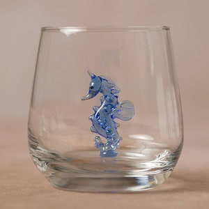 Drinking glass with animal figure | Seahorse | 3D | Murano glass | Glass with figure | Handmade | water glass | Cup