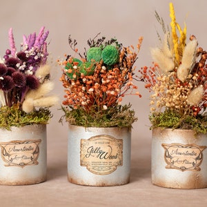 Real Dried Dried Flowers | bouquet | 3 varieties | Purple-Green-Yellow | bouquet